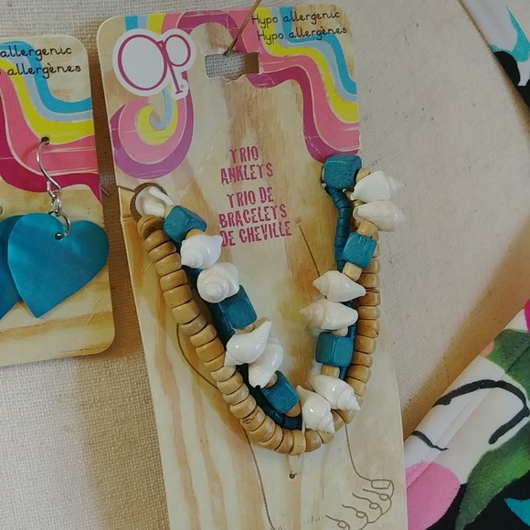 NWT OP Earrings and Trio of Anklets Set - Picture 3 of 7